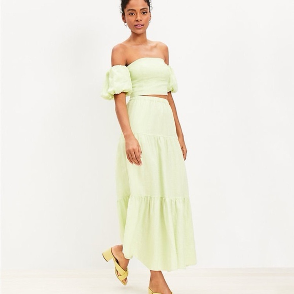 Elegant Lime Green Off-Shoulder Skirt Set